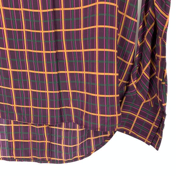 Theory Women's Sz P US XS Multicolor Button Up Shirt Stripes Collared Silk - Picture 4 of 7